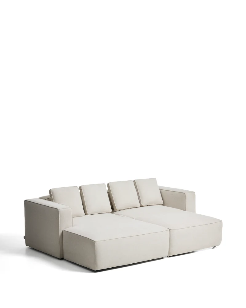 Marela beige chenille 3-seater sofa bed with left chaise longue 236cm