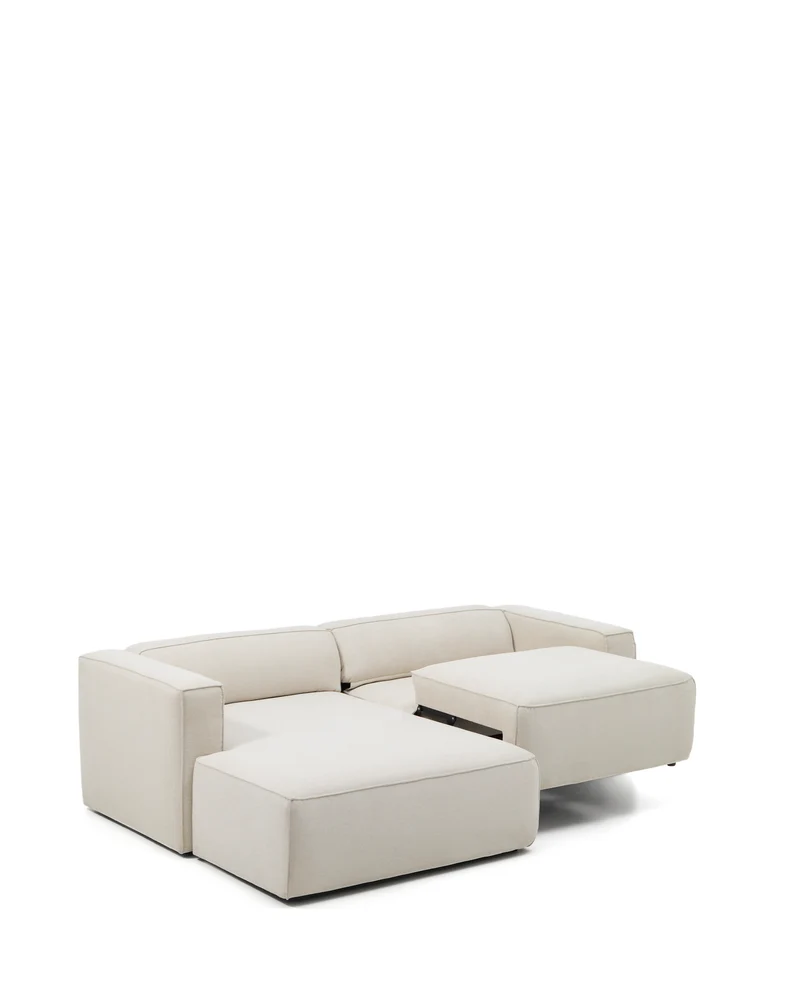 Marela beige chenille 3-seater sofa bed with left chaise longue 236cm