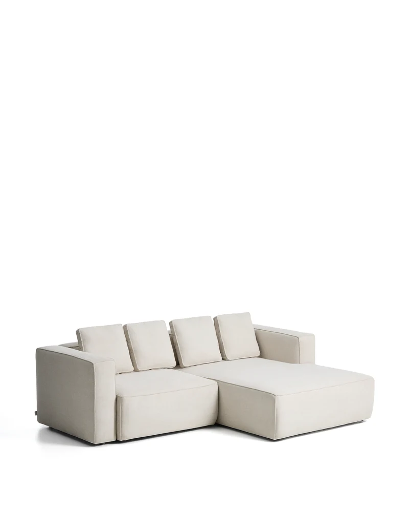 Marela beige chenille 3-seater sofa bed with right chaise longue 236cm