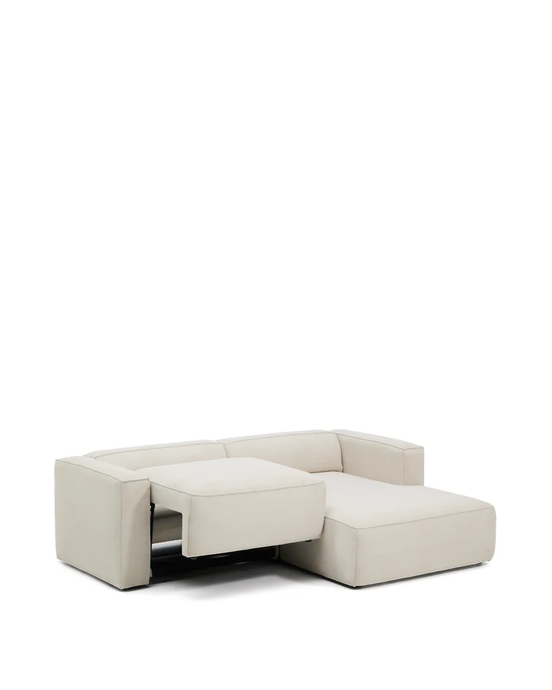 Marela beige chenille 3-seater sofa bed with right chaise longue 236cm