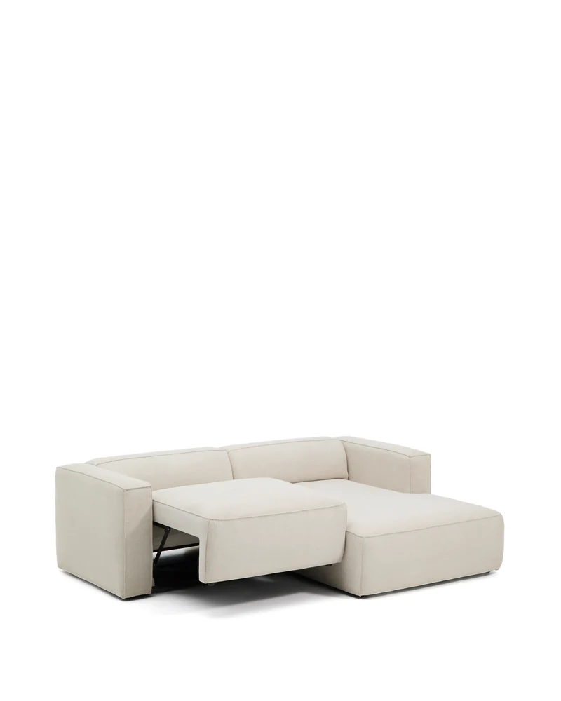 Marela beige chenille 3-seater sofa bed with right chaise longue 236cm
