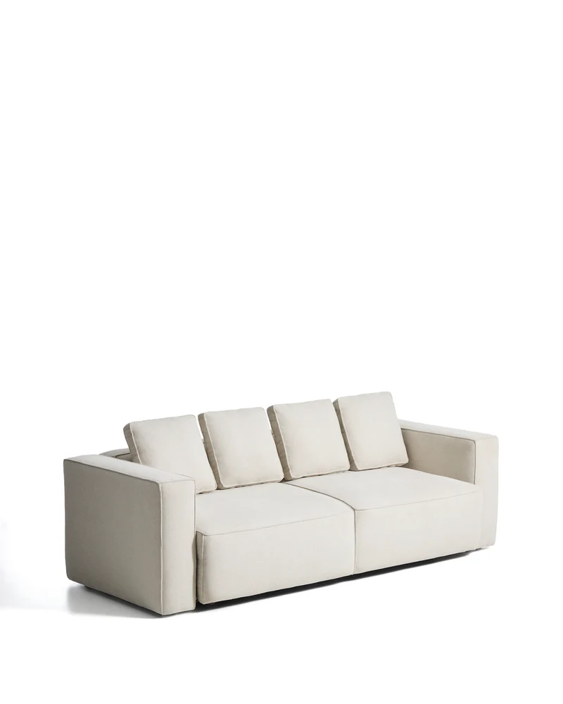 Marela beige chenille 3-seater sofa bed 236cm