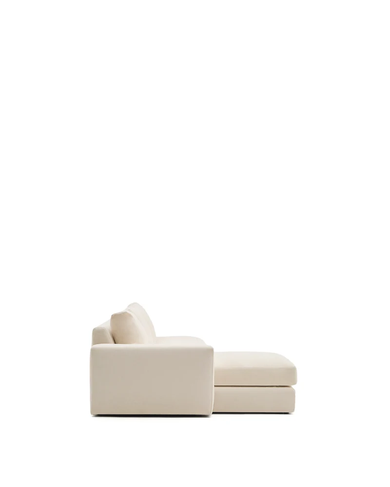 Alea ecru chenille 5-seater modular sofa with left chaise longue and removable cover 340cm
