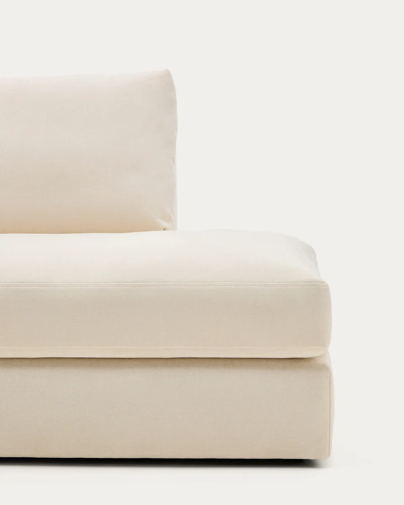 Alea ecru chenille 5-seater modular sofa with left chaise longue and removable cover 340cm