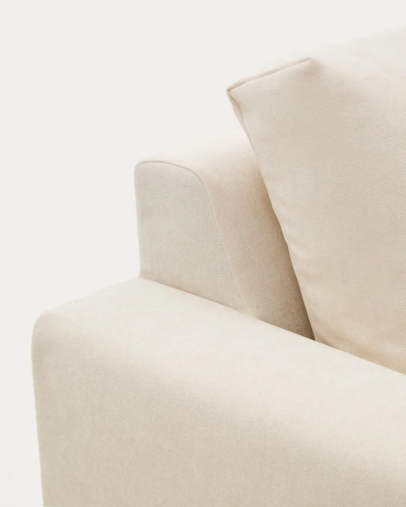 Alea ecru chenille 5-seater modular sofa with left chaise longue and removable cover 340cm
