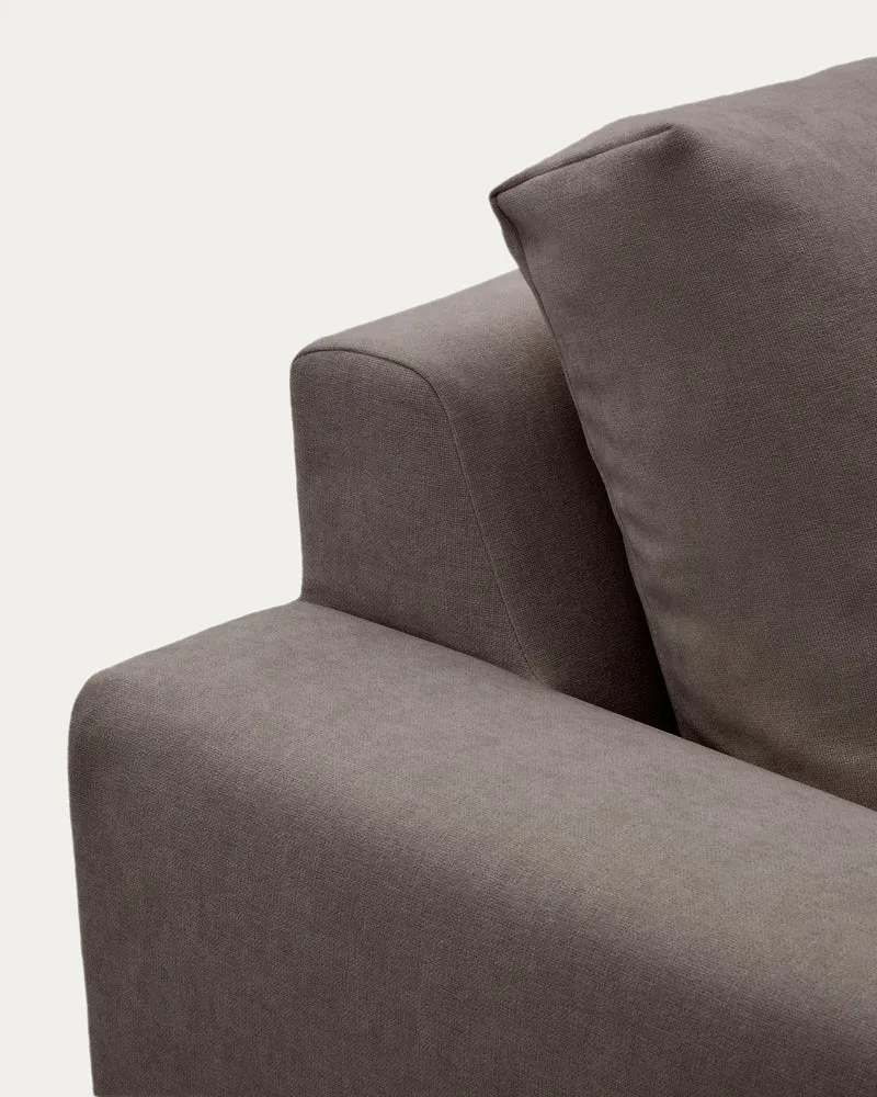 Alea dark brown chenille 5-seater modular sofa with left chaise longue and removable cover 340cm