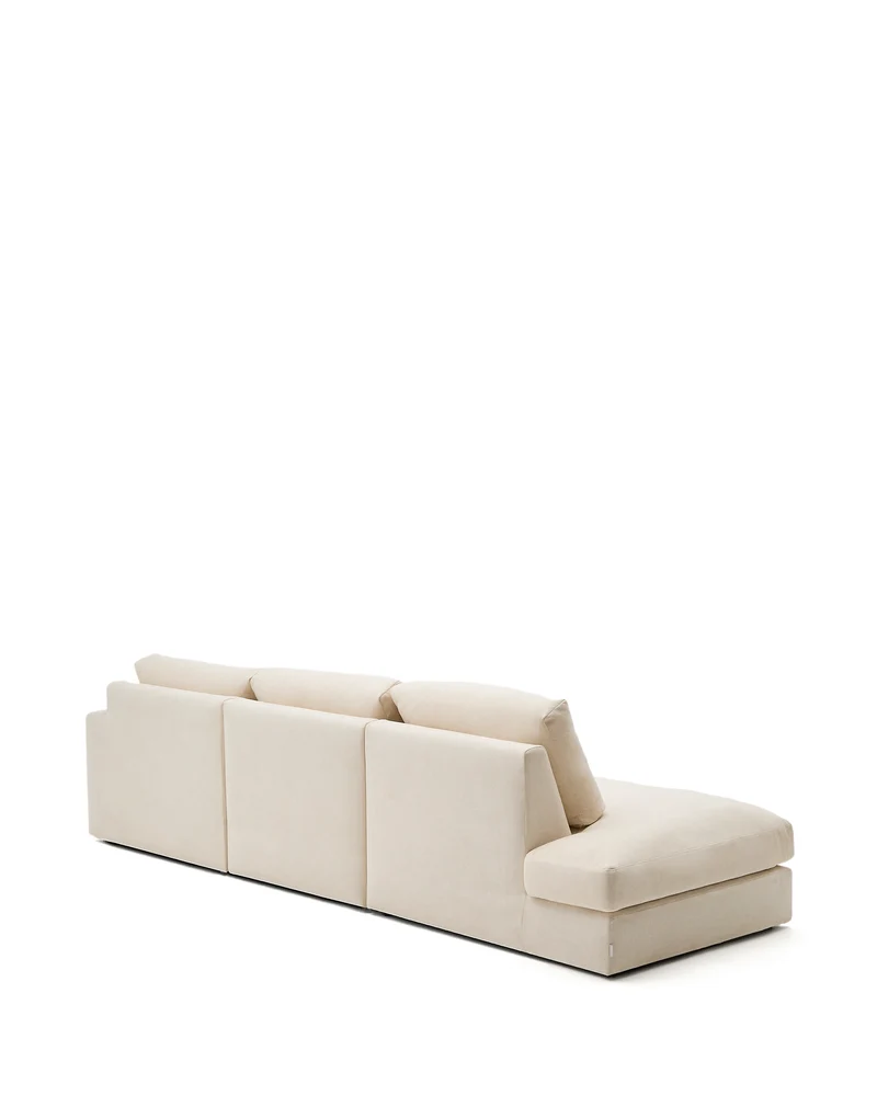 Alea ecru chenille 5-seater modular sofa with right chaise longue and removable cover 340cm
