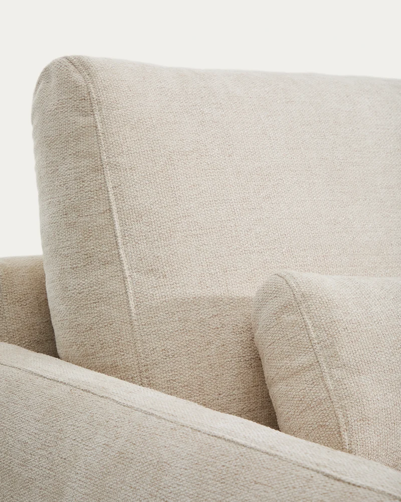 Veliro beige chenille 2-seater sofa with black steel legs 210cm FSC Mix Credit