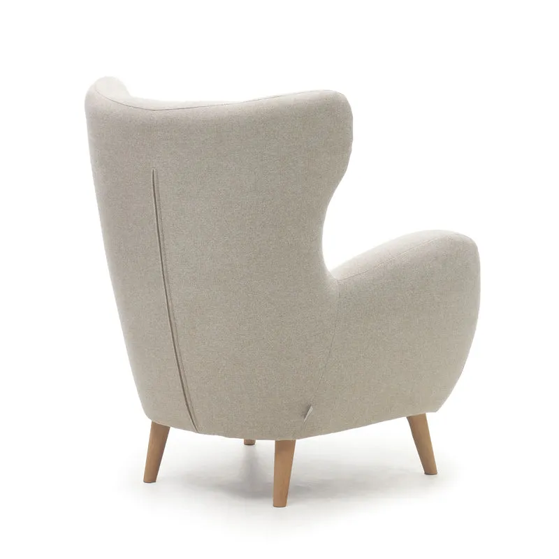 Patio beige armchair with solid beech wood legs FSC Mix Credit