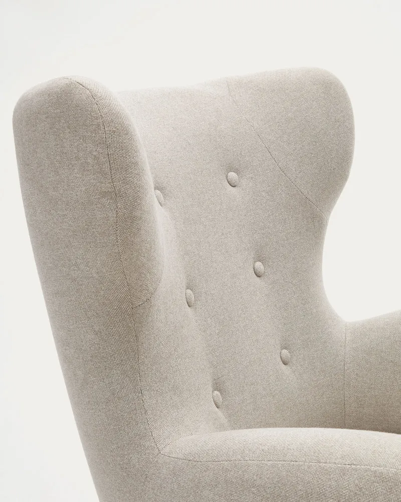Patio beige armchair with solid beech wood legs FSC Mix Credit