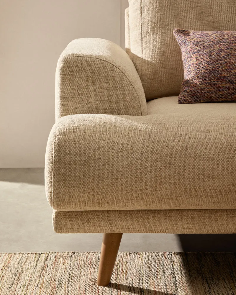 Karin Sofa - Beige Chenille & Natural Legs