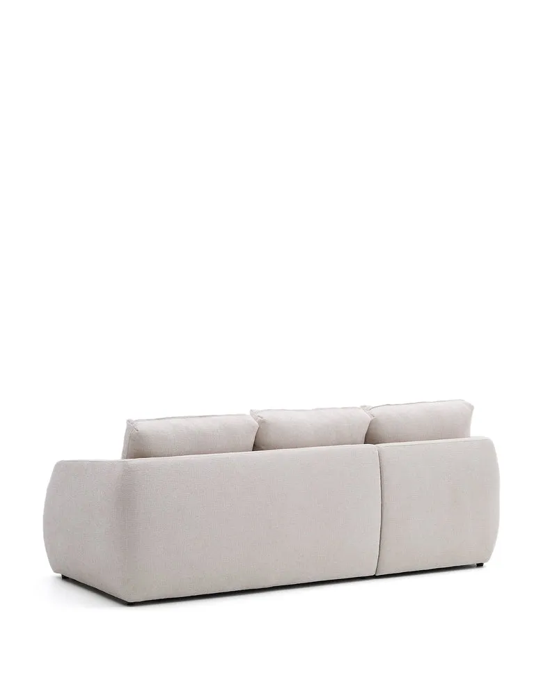 Laira 3-Seater Sofa Bed with left chaise longue - Ecru Chenille