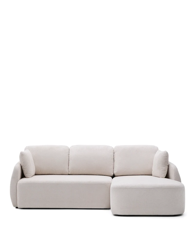 Laira 3-seater sofa bed with right chaise longue in ecru chenille 246cm FSC Mix Credit