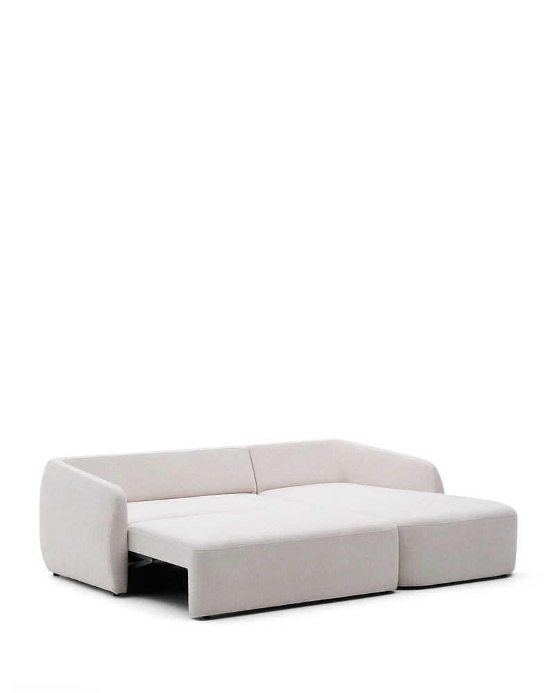 Laira 3-seater sofa bed with right chaise longue in ecru chenille 246cm FSC Mix Credit
