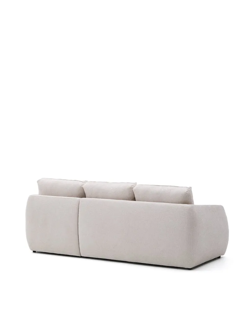 Laira 3-seater sofa bed with right chaise longue in ecru chenille 246cm FSC Mix Credit