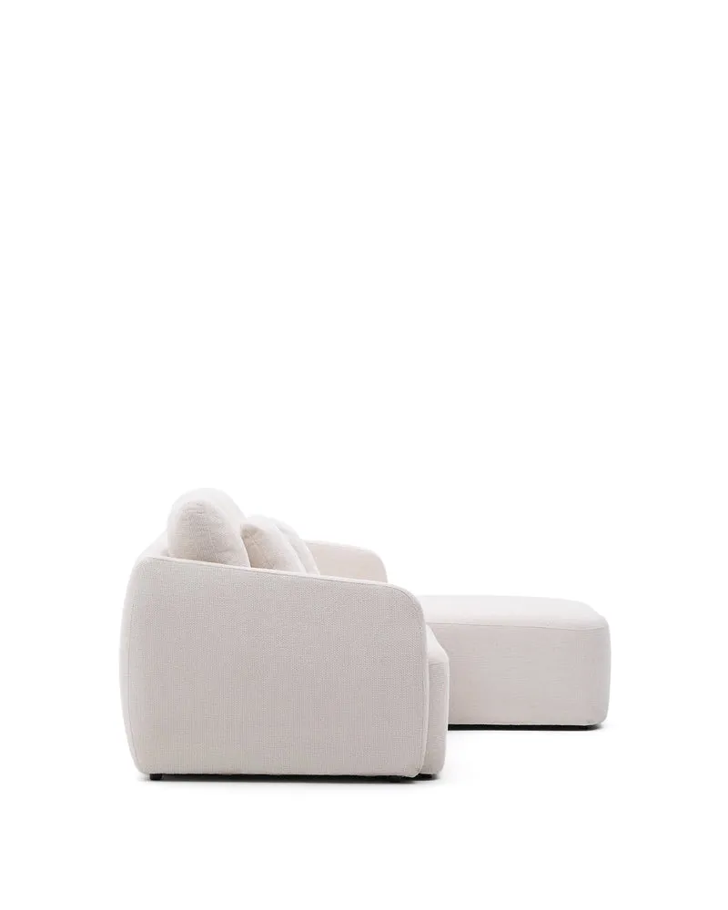 Laira 3-seater sofa bed with right chaise longue in ecru chenille 246cm FSC Mix Credit