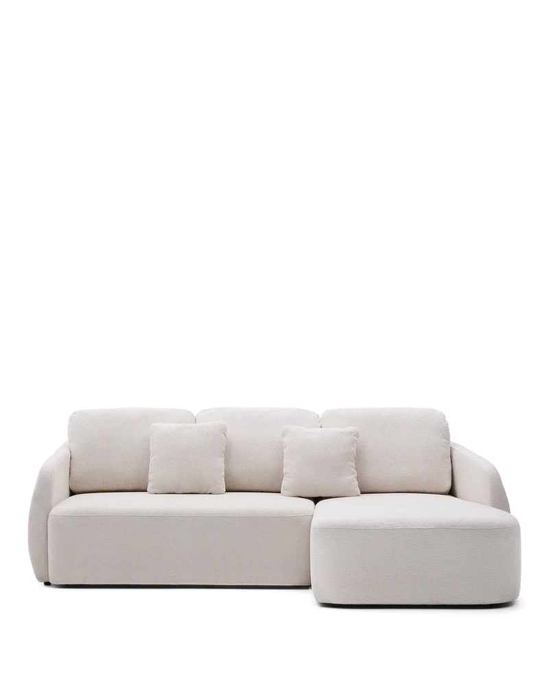 Laira 3-seater sofa bed with right chaise longue in ecru chenille 246cm FSC Mix Credit