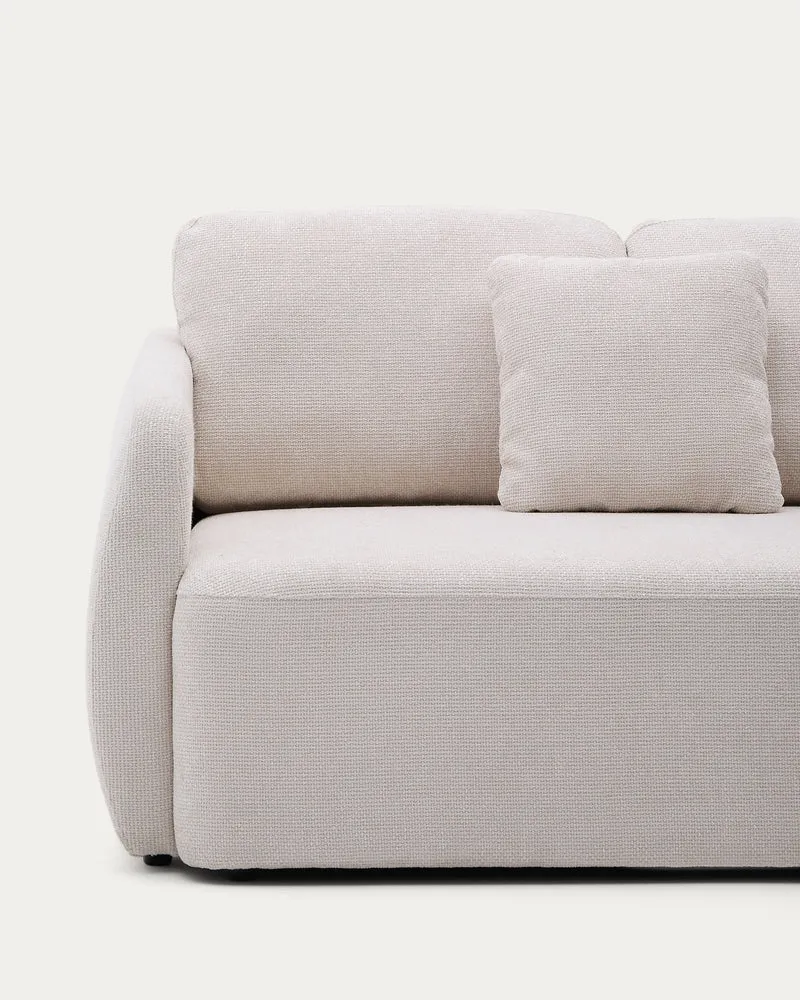 Laira 3-seater sofa bed with right chaise longue in ecru chenille 246cm FSC Mix Credit