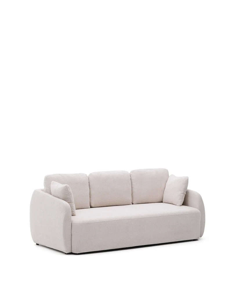 Laira 3-seater sofa bed in ecru chenille 218cm FSC Mix Credit