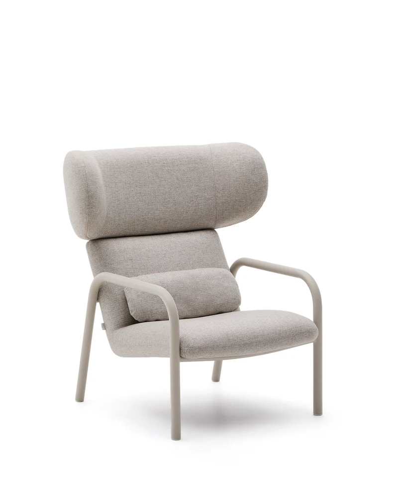 Inari armchair in beige and steel with beige painted finish FSC Mix Credit