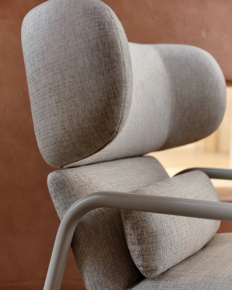Inari armchair in beige and steel with beige painted finish FSC Mix Credit