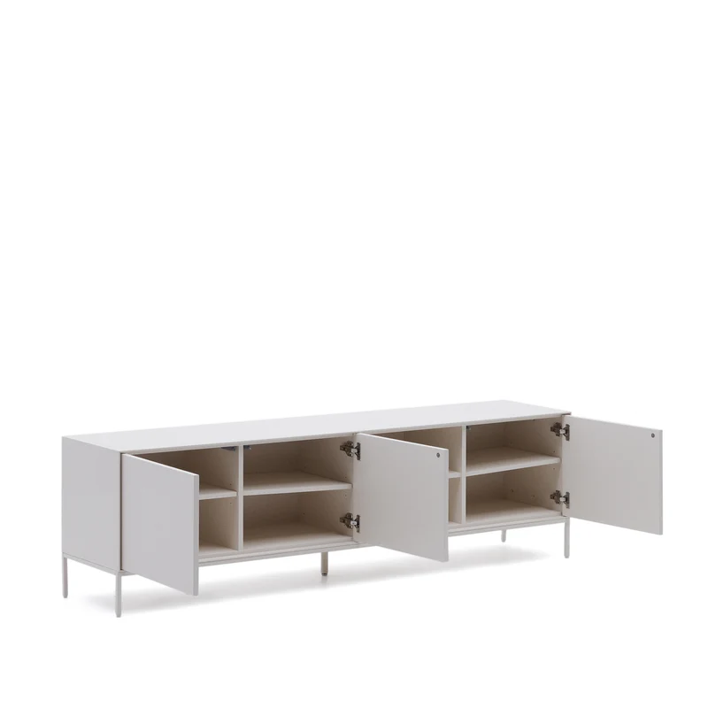 Vedrana TV 3-door cabinet white lacquered MDF 195 x 55 cm