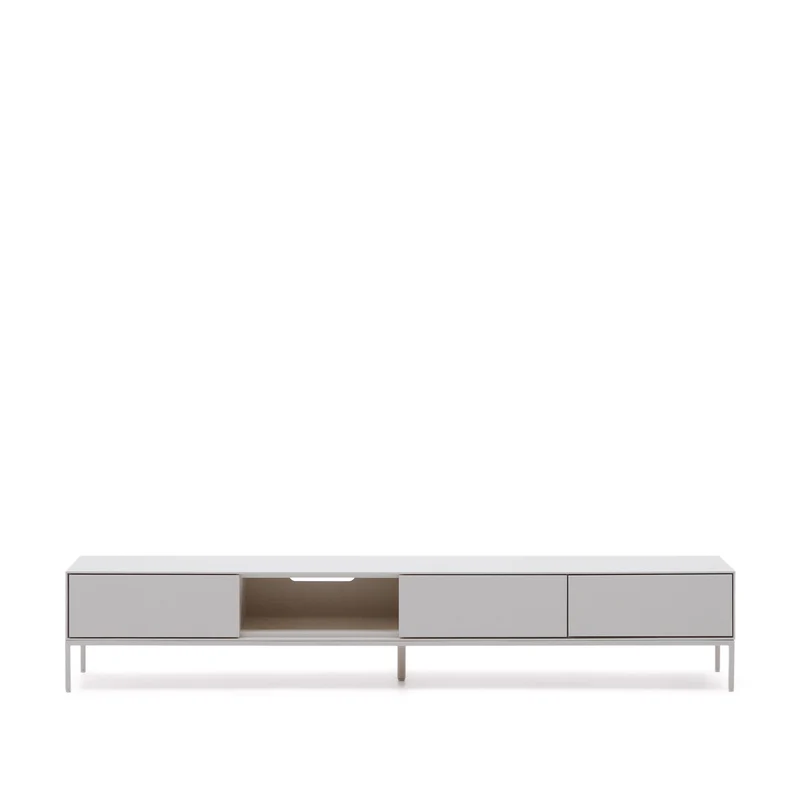 Vedrana TV 3-drawer cabinet white lacquered MDF 195 x 35 cm