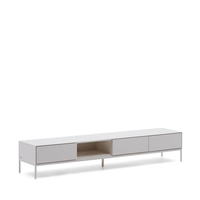 Vedrana TV 3-drawer cabinet white lacquered MDF 195 x 35 cm