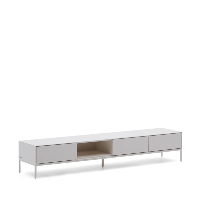 Vedrana TV 3-drawer cabinet white lacquered MDF 195 x 35 cm