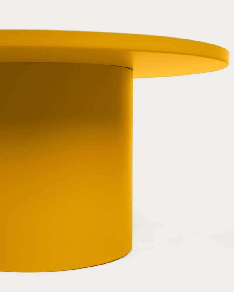 Fleksa round coffee table in mustard metal, Ø 72 cm