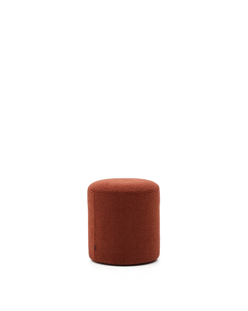 Kaeli footrest with removable cover in terracotta bouclé Ø 43 cm