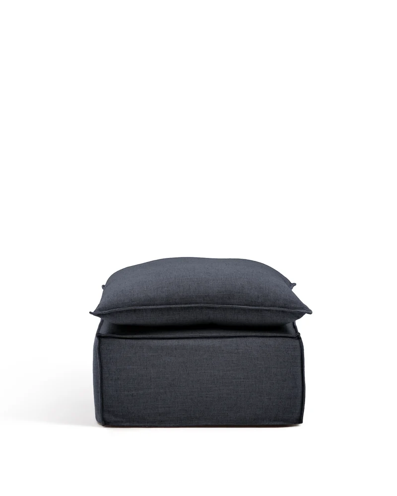 Anarela dark grey linen and viscose footrest with removable cover and cushion 80 x 80cm FSC Mix Credit