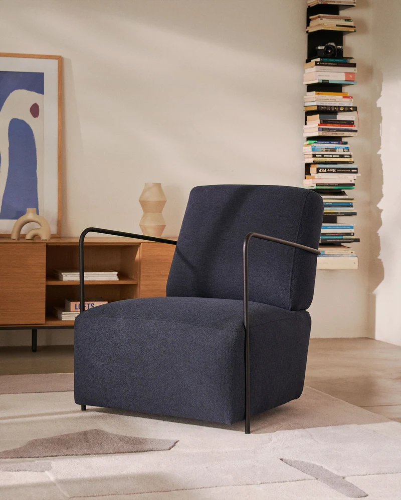 Gamer Armchair - Blue & Black Metal
