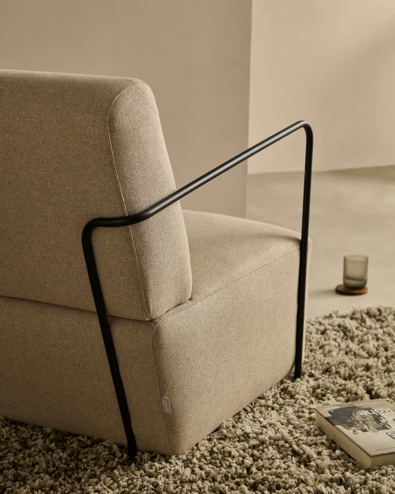 Gamer Armchair - Beige & Black Metal