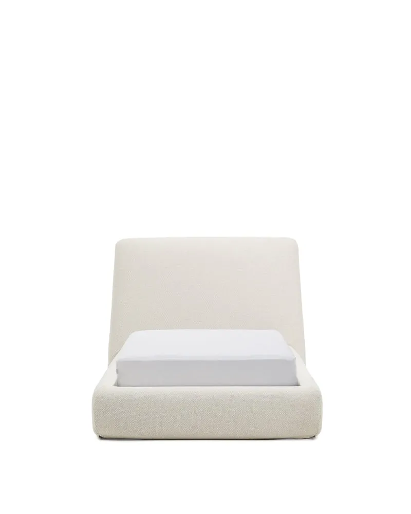 Martina bed with removable cover in ecru chenille for mattress 90 x 200cm