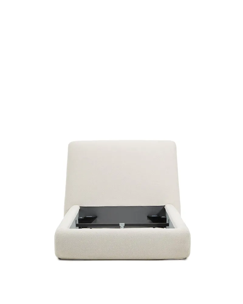 Martina bed with removable cover in ecru chenille for mattress 90 x 200cm