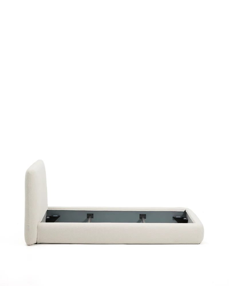 Martina bed with removable cover in ecru chenille for mattress 90 x 200cm