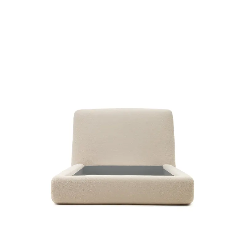 Martina bed with ecru bouclé removable cover for 90 x 200 cm mattress FSC Mix Credit