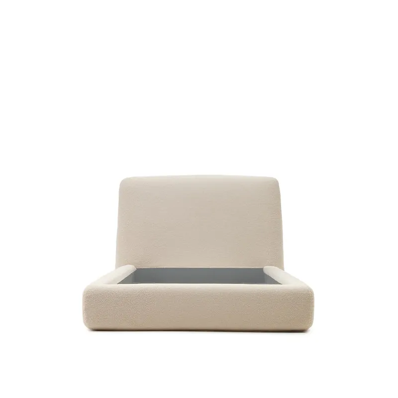 Martina bed with ecru bouclé removable cover for 90 x 200 cm mattress FSC Mix Credit