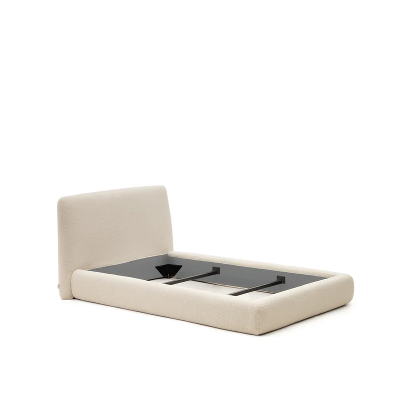 Martina bed with ecru bouclé removable cover for 90 x 200 cm mattress FSC Mix Credit