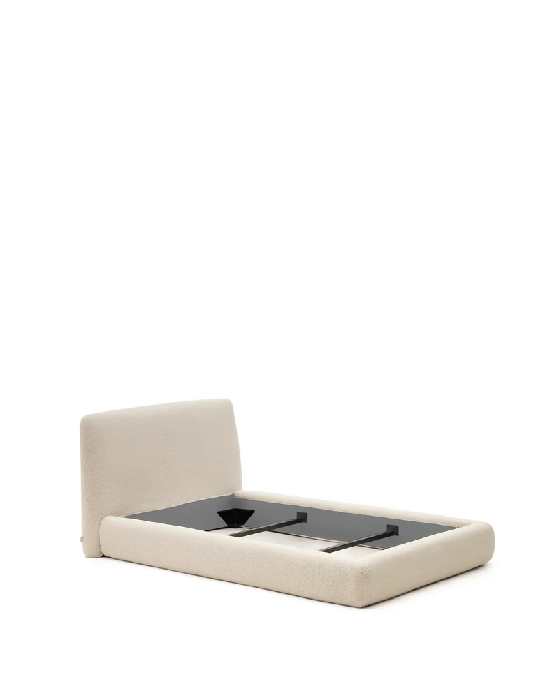 Martina bed with ecru bouclé removable cover for 90 x 200 cm mattress FSC Mix Credit