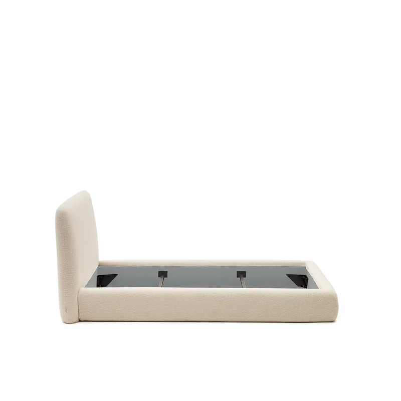 Martina bed with ecru bouclé removable cover for 90 x 200 cm mattress FSC Mix Credit