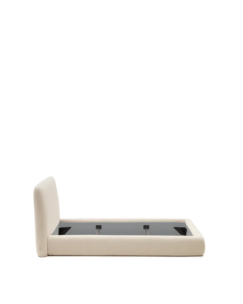 Martina bed with ecru bouclé removable cover for 90 x 200 cm mattress FSC Mix Credit