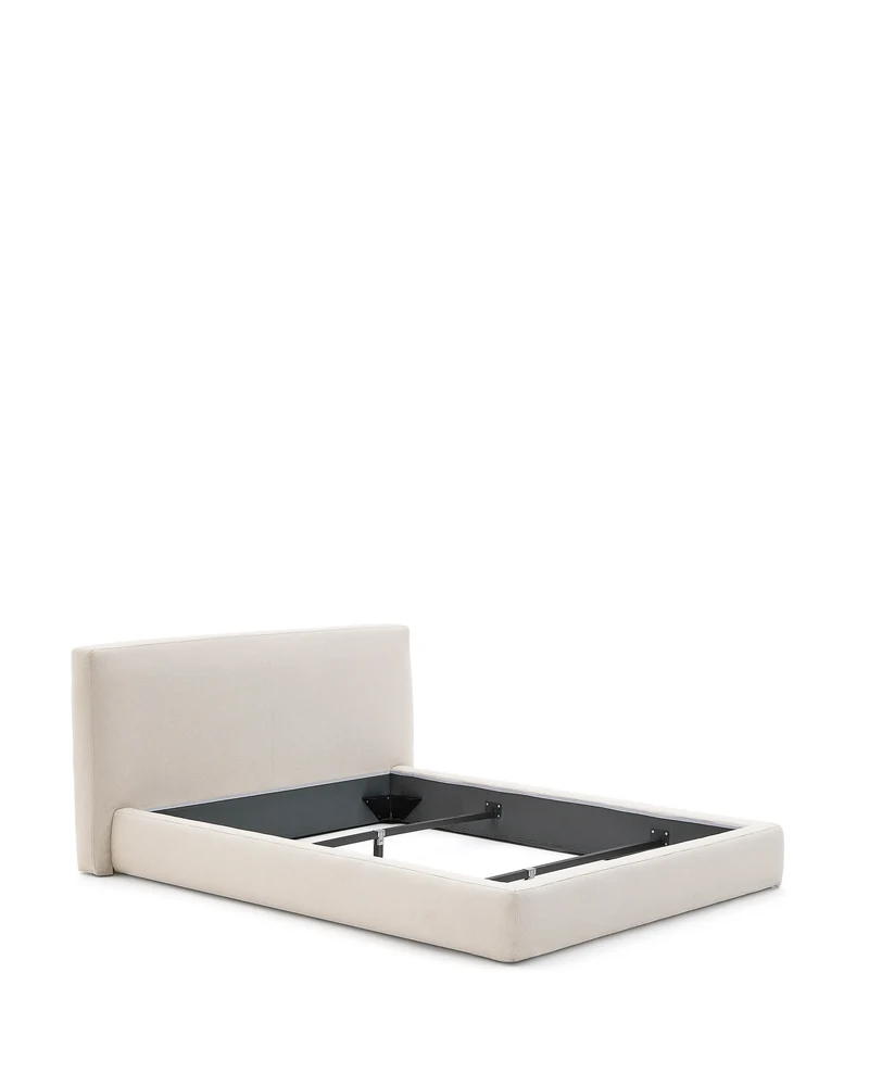 Ecru Blok bed with removable covers for 160 x 200 cm mattress FSC Mix Credit