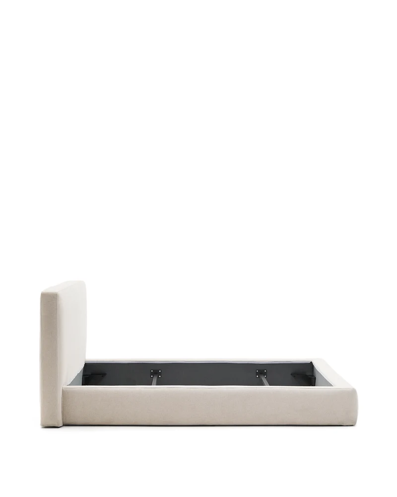 Ecru Blok bed with removable covers for 160 x 200 cm mattress FSC Mix Credit
