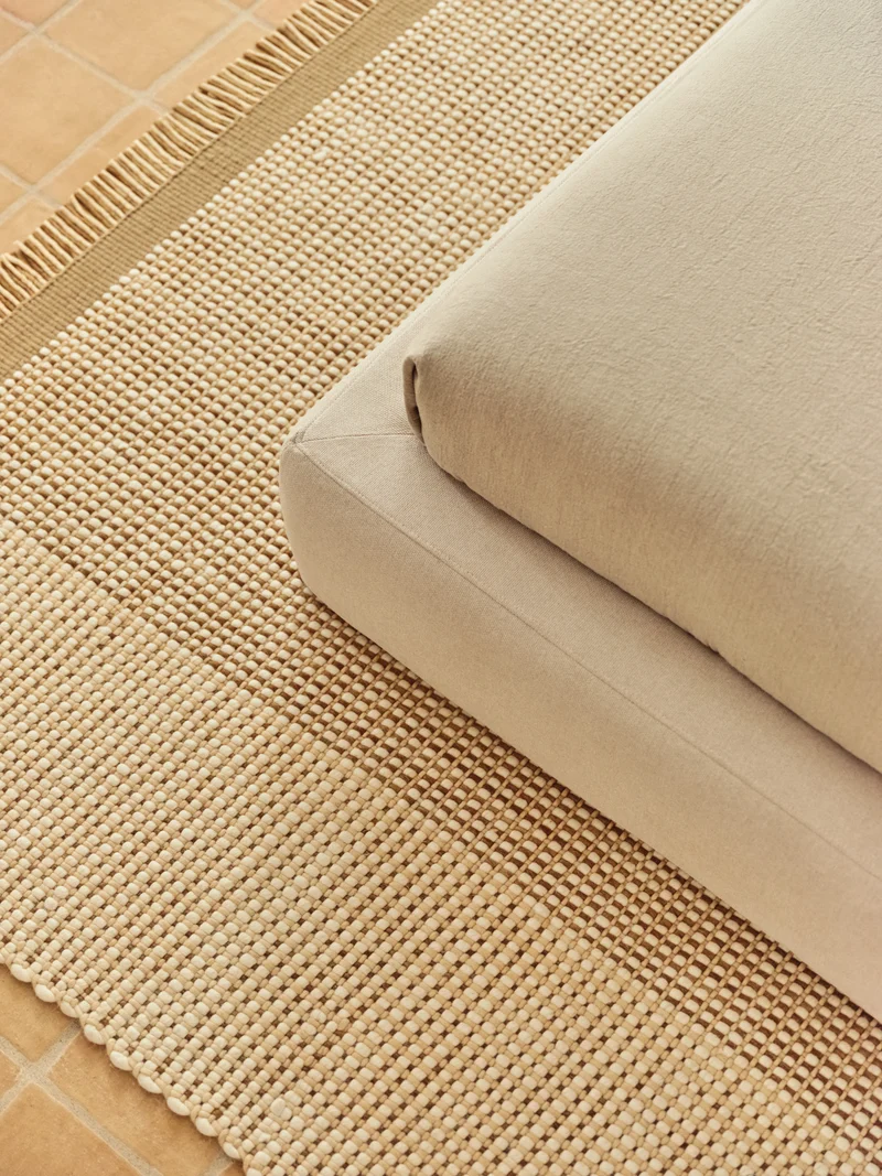 Ecru Blok bed with removable covers for 160 x 200 cm mattress FSC Mix Credit