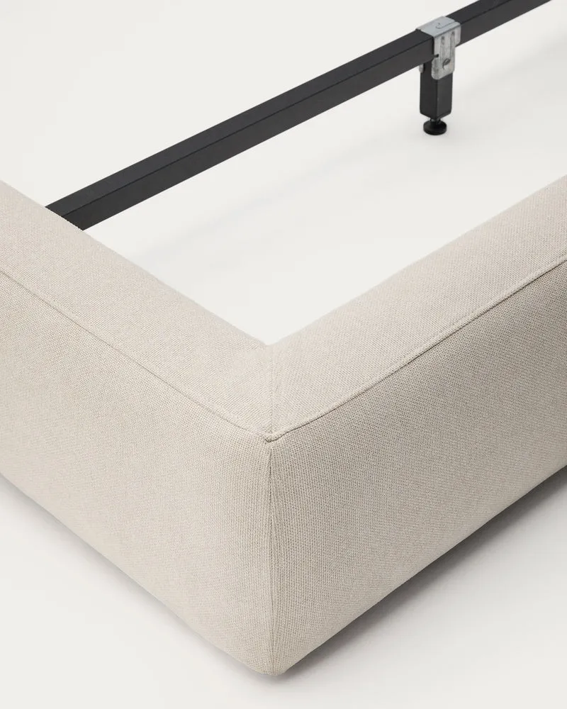 Ecru Blok bed with removable covers for 160 x 200 cm mattress FSC Mix Credit