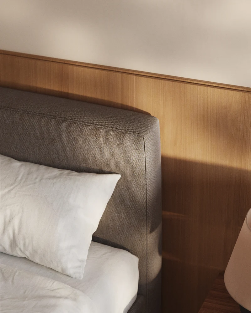 Blok brown bed with removable cover for 160 x 200cm mattress FSC Mix Credit