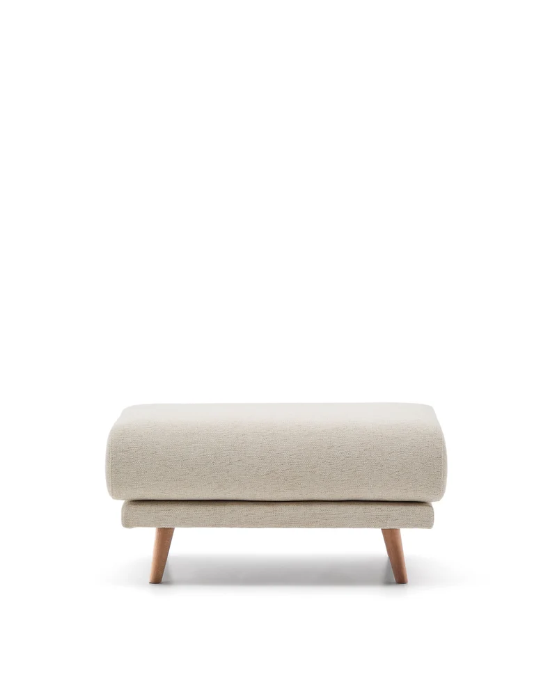 Karin Footrest - Beige chenille & Beech