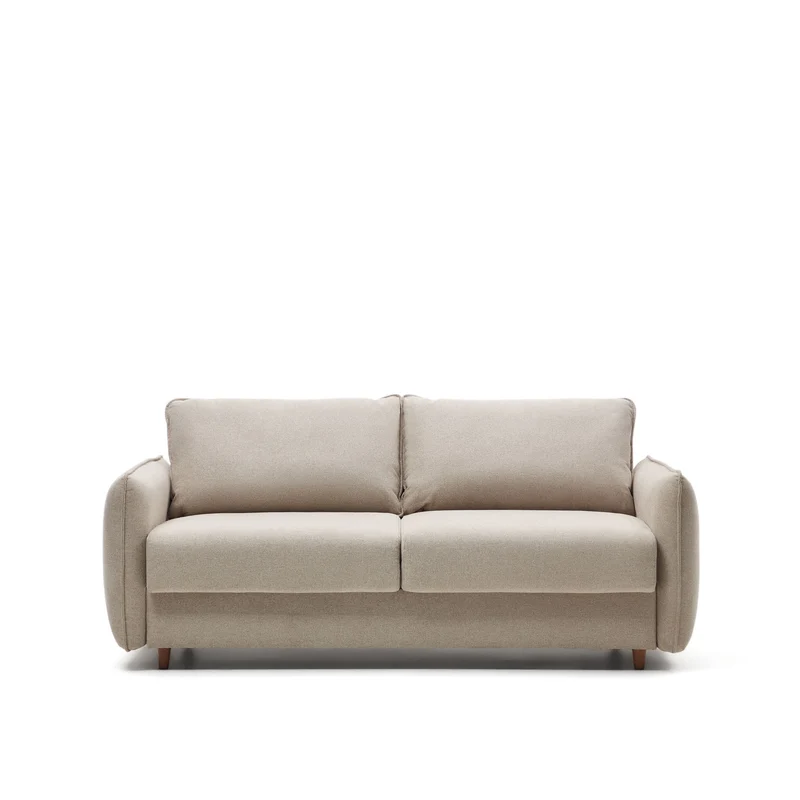 Carlota beige 2-seater sofa bed with solid beech wood legs 185cm FSC Mix Credit